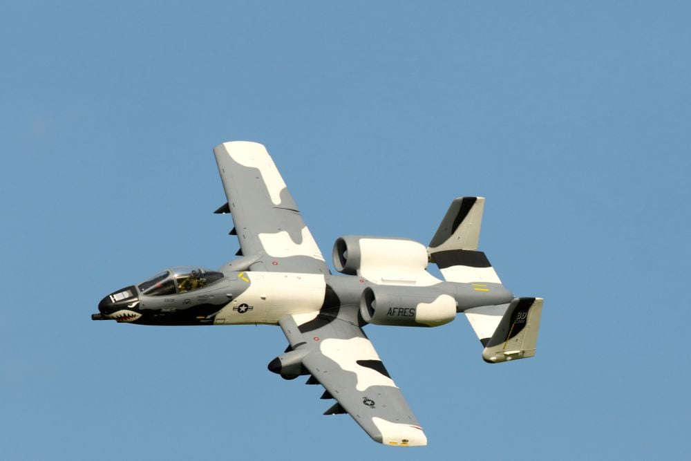 A10 Warthog RC plane in flight