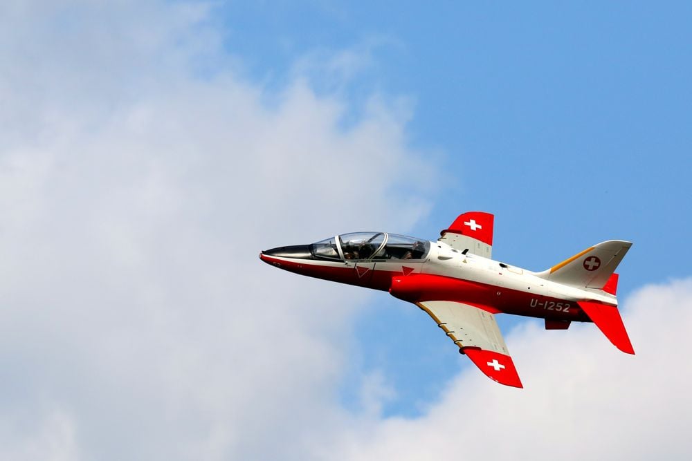 T1 Hawk RC controlled plane in flight