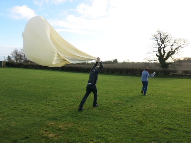 The balloon and payload just before launch