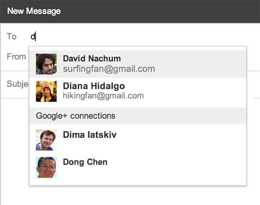 Gmail's new Google+ contact hints