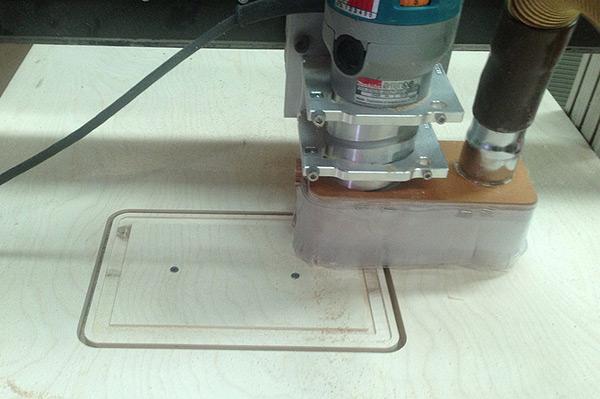 CNC router cutting the PiPad wooden frame