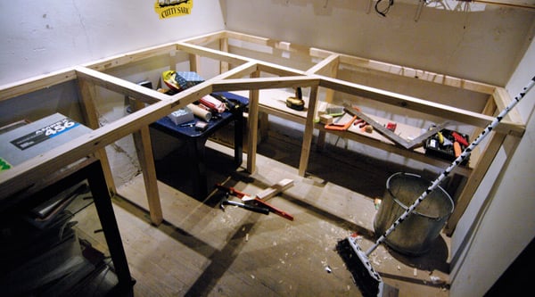 The frame of the workbench during construction