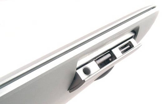 Flip-down port door on the original MacBook Air