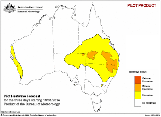 The Bureau of Meteorology's heatwave forecast