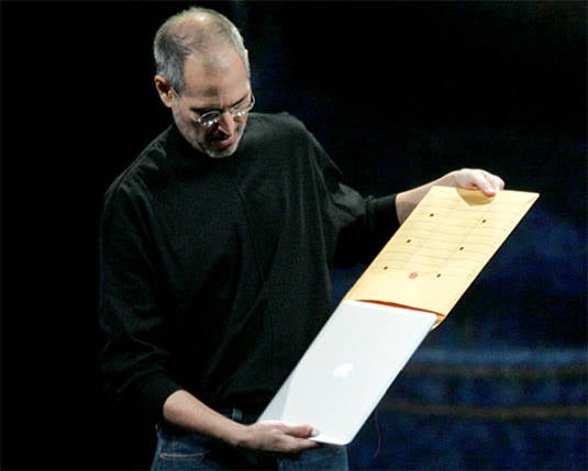 Steve Jobs introduces the MacBook Air by slipping it out of a manilla envelope