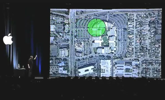 Steve Jobs points to where in One Infinite Loop the work to compile Mac OS X for Intel took place
