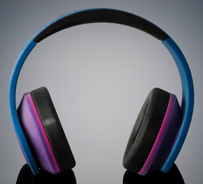 Prototype headphones with 'rubber-like' components. Pic: Stratasys