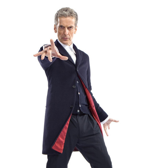 Peter Capaldi in costume as Doctor Who