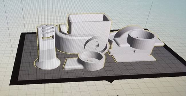 Screen shot showing the Stubilizer parts arranged for printing