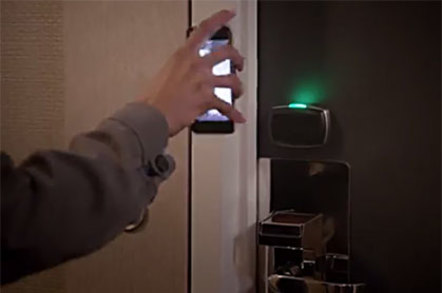 Photo demonstration of a wireless hotel door lock