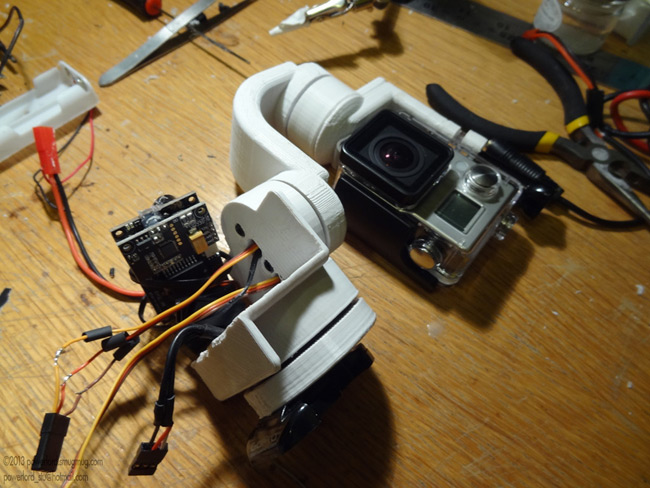The Stubilizer and GoPro camera, during wiring