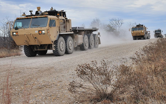 US Army robotised trucks. Credit: Lockheed