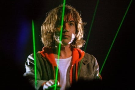 Jean Michel Jarre performs (green lasers in background). Photo by Daniele Dalledonne