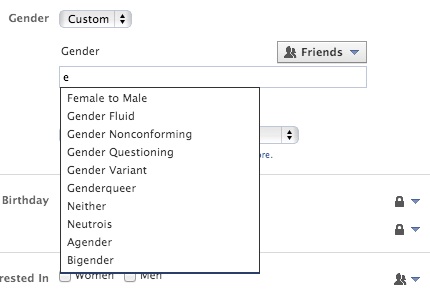 Facebook's new gender options