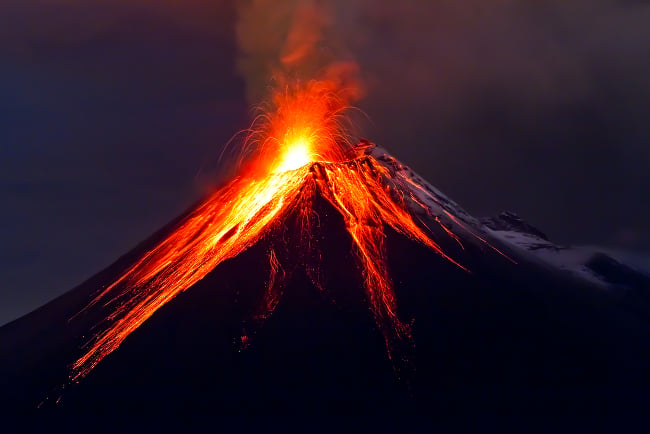 Volcano erupting