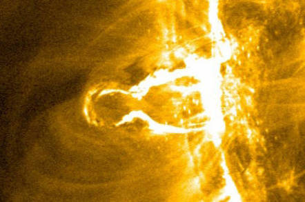 Coronal mass ejection: A close up of a sloar flare erupting from the Sun's surface. Pic: NASA