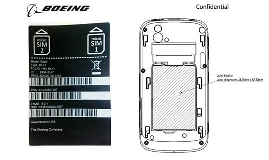 Diagram of the Boeing Black secure smartphone