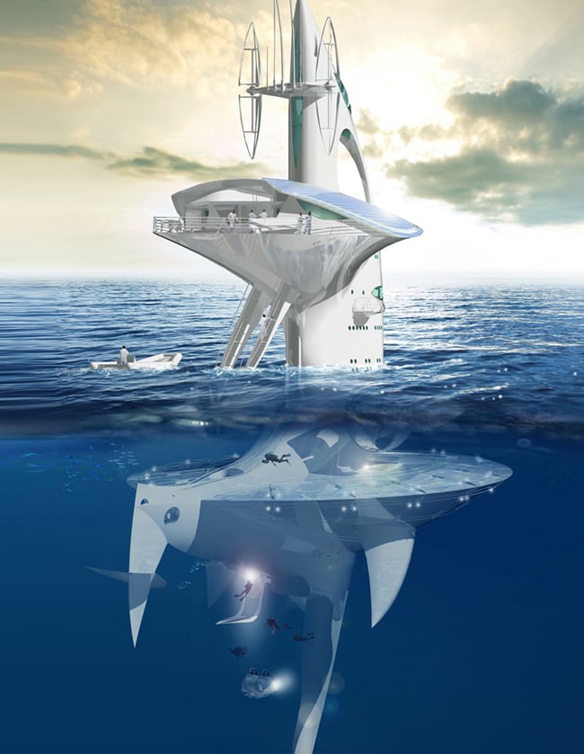 Artist's impression of the SeaOrbiter afloat