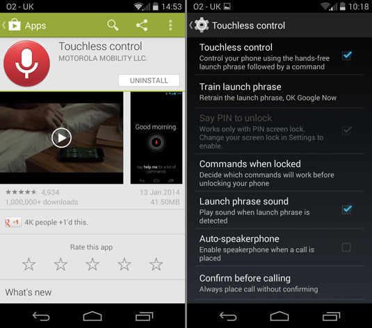 Motorola Moto X Touchless app