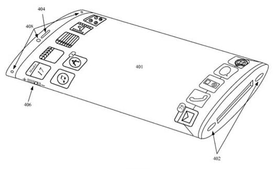 Illustration from Apple patent 'Electronic device with wrap around display '