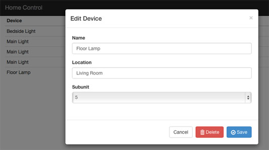 Web interface - editing devices