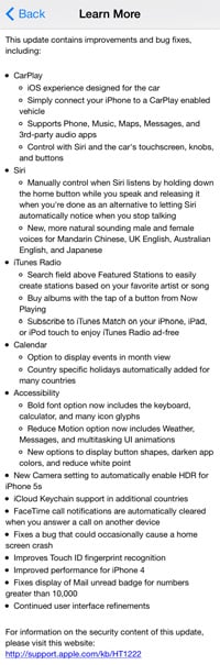 Details of Apple's iOS 7.1 update