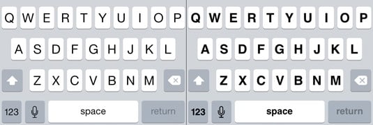 New bolder keyboard font in iOS 7.1, compared with keyboard in 7.0.x