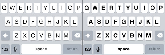 New bolder keyboard font in iOS 7.1, compared with keyboard in 7.0.x