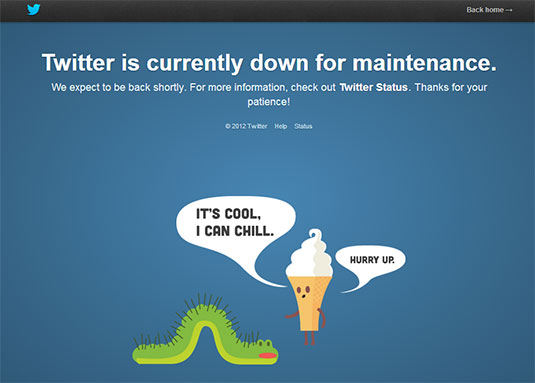 Screenshot of Twitter outage error message