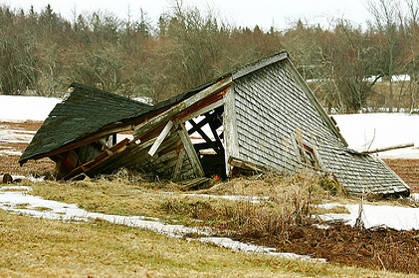 Collapsed house