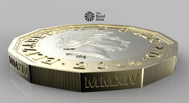 An edge view of the new pound coin. Pic: The Royal Mint