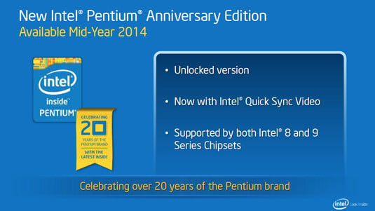 Intel presentation slide: Pentium Anniversary Edition