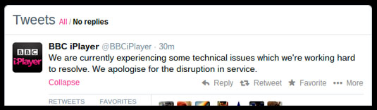 BBC iPlayer Twitter feed confesses to technical problems in recent days