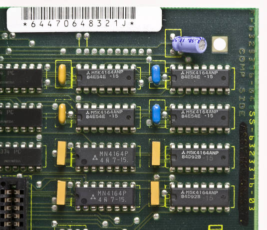 64KB of memory in eight 64Kb chips on the PCjr logic board