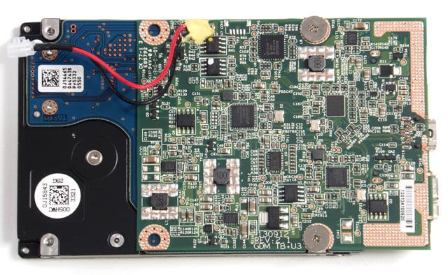 Circuit board with hard drive in situ