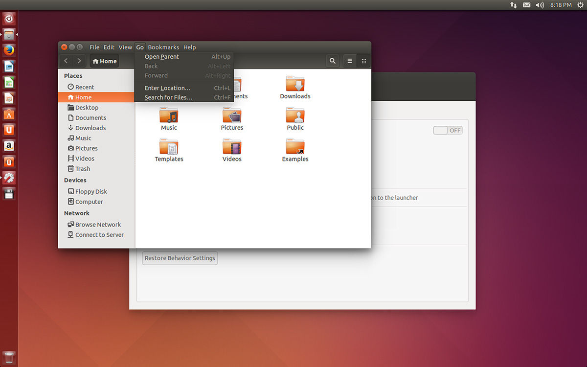 Ubuntu 14.04 menus in window