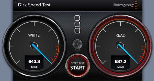 On the Mac, Disk Speed Test delivers similar results – thanks to reader stu 4 for the app suggestion