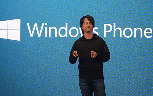 Photo of Microsoft's Joe Belfiore at the Build 2014 conference