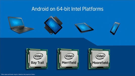 Slide from Intel Developer Conference keynote in Shenzhen, China: Android on Intel