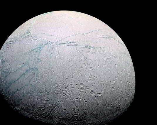 Saturn's moon Enceladus as seen by Cassini