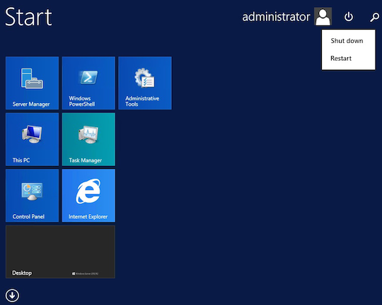 Easier shutdown interface in Windows Server 2012 R2