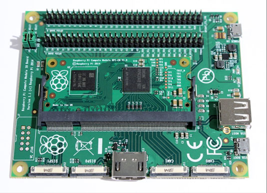 Photo of the Raspberry Pi Compute Module I/O Board