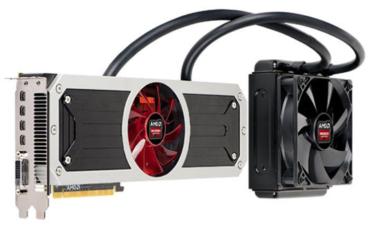 AMD R9 295X2 graphics card with cooling system