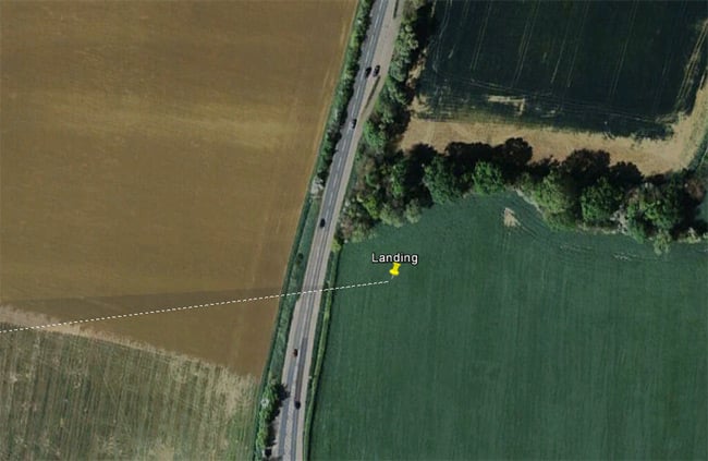 Google Earth satellite image of the Punch landing site