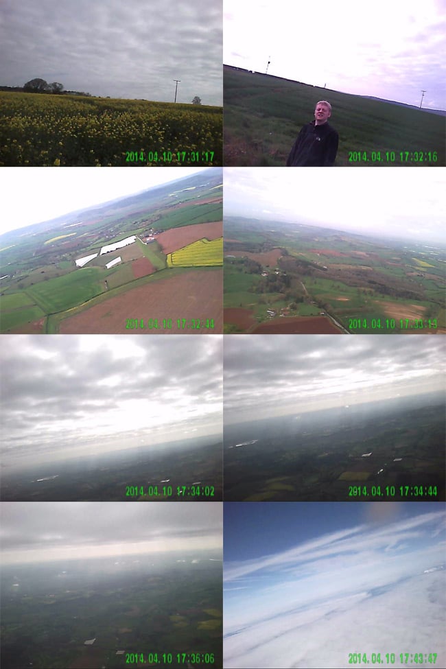 Montage of stills from the DBcam on the test flight