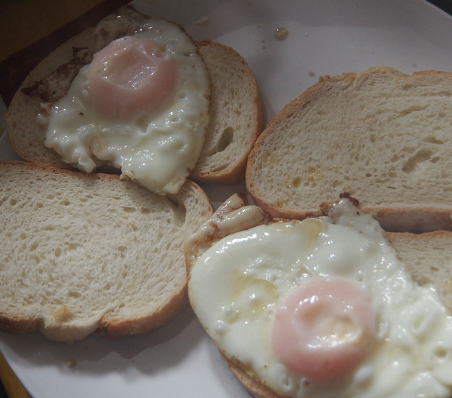 Two fried egg sandwiches this morning