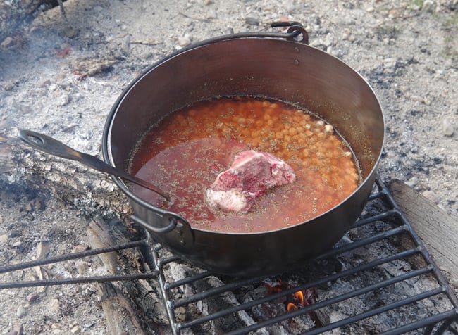 The stew on the outdoor fire