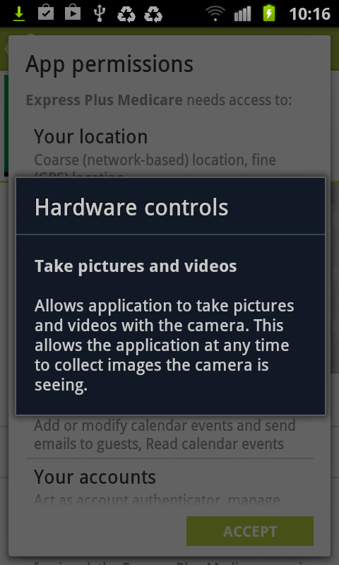 Centrelink App asking for camera permission