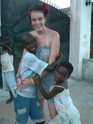 Jemma Berwick with two African kids