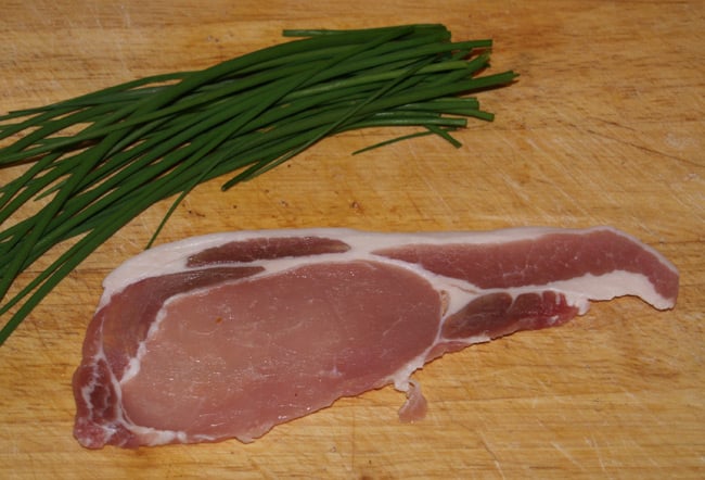 Neil's rasher of bacon and chives for his soup